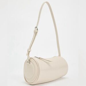 Zara Ecru Cylindrical Mini Duffel Bag